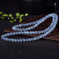 Aquamarine Bracelet, Round, Unisex, blue, 6mm Approx 57 cm 