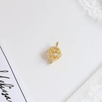 Cubic Zirconia Micro Pave Brass Connector, with Plastic Pearl, gold color plated, DIY & micro pave cubic zirconia, golden 