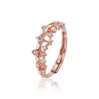 Befestigter Zirkonia Sterlingsilber Fingerring, 925er Sterling Silber, Rósegold-Farbe plattiert, Einstellbar & Micro pave Zirkonia & für Frau, Roségold, 20x20mm, verkauft von PC