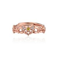 Befestigter Zirkonia Sterlingsilber Fingerring, 925er Sterling Silber, Rósegold-Farbe plattiert, Einstellbar & Micro pave Zirkonia & für Frau, Roségold, 20x20mm, verkauft von PC