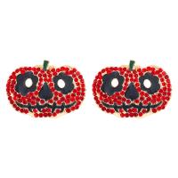 Zinc Alloy Rhinestone Stud Earring, Pumpkin, gold color plated, fashion jewelry & for woman & enamel & with rhinestone 