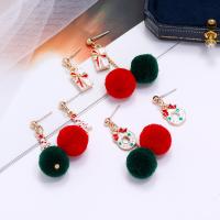 Pendientes de Navidad, aleación de zinc, chapado en color dorado, Diseño de Navidad & diferentes estilos para la opción & para mujer & esmalte, más colores para la opción, 4.5*3cm,2cm, Vendido por Par