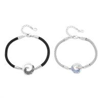 Pulseras para Parejas, metal, chapado en platina real, pulsera trenzada & micro arcilla de zirconia cúbica & esmalte, más colores para la opción, Vendido por UD