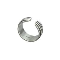 Plata de ley 925 Anillo de dedo Cuff, pulido, Ajustable & para hombre, color original, 17.8mm, Vendido por UD