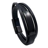 PU Leather Bracelet, with Titanium Steel & for man 