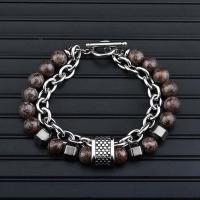 Titanium Steel Bracelet, with Gemstone & Hematite, polished & for man Approx 8.26 Inch 