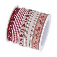 Christmas Ribbons, Polyester, 5 pieces & Christmas Design & DIY, mixed colors 