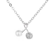 Zircon cubique Micro Pave collier en argent sterling, Argent sterling 925, avec Shell Pearl, Placage, pavé de micro zircon & pour femme, plus de couleurs à choisir, 450mm, Vendu par PC