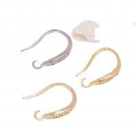 Brass Hook Earwire, plated, DIY & micro pave cubic zirconia 