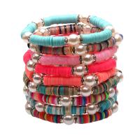 Polymer Clay Bracelets, with zinc alloy bead & Polyester Cord & Plastic Pearl, Adjustable & for woman Approx 8.26 Inch 