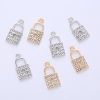 Colgantes de diamantes de imitación de la aleación de zinc, Cierradura, chapado, unisexo & con diamantes de imitación, más colores para la opción, 25x13x2mm, aproximado 100PCs/Bolsa, Vendido por Bolsa