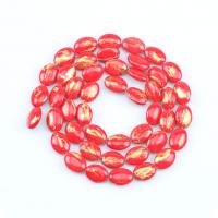 Cloisonne Stone Beads, Oval, DIY, red Approx 38 cm 