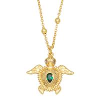 Cubic Zircon Micro Pave Brass Necklace, 18K gold plated & micro pave cubic zirconia & for woman, mixed colors 