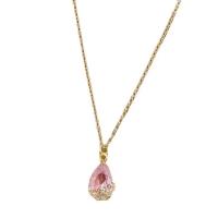 Collier de bijoux de titane, Acier titane, larme, Plaqué or 18K, Chaîne transversale & pavé de micro zircon & pour femme Environ 16 pouce, Vendu par PC