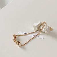 Zinc Alloy Necklace, with Freshwater Pearl, high quality gold color plated, Korean style & for woman Approx 15.5 Inch 