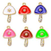 Pendentifs de stras en alliage Zinc, alliage de zinc, champignon, Placage de couleur d'or, unisexe & émail & avec strass, plus de couleurs à choisir Environ Vendu par sac