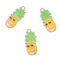 Zinc Alloy Enamel Pendants, Pineapple, gold color plated, Unisex, mixed colors Approx 