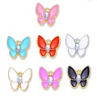 Zinc Alloy Enamel Pendants, Butterfly, plated, Unisex & with rhinestone Approx 