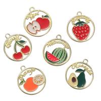 Zinc Alloy Enamel Pendants, Flat Round, gold color plated, Unisex & hollow Approx 