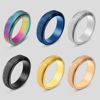 Titan Stahl Fingerring, Titanstahl, Kreisring, Vakuum-Ionen-Beschichtung, Modeschmuck & unisex & verschiedene Größen vorhanden & satiniert, keine, 6mm, Größe:7-11, verkauft von PC