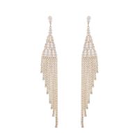 Fashion Fringe Earrings, Messing, vergoldet, Modeschmuck & Micro pave Zirkonia & für Frau, keine, 14x97mm, verkauft von Paar