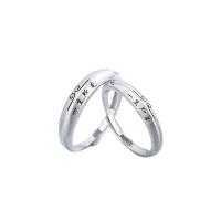 Anneaux Couple doigt, Argent sterling 925, poli, Réglable, couleur originale, Vendu par PC