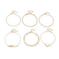 aleación de zinc Pulsera, chapado en color dorado, 6 piezas & para mujer, longitud:aproximado 6.7-7.7 Inch, Vendido por Set