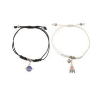 Bracelet d'émail en alliage de zinc, avec corde de cire, fusée, Placage de couleur platine, 2 pièces & pour femme Environ 9.4 pouce, Vendu par fixé