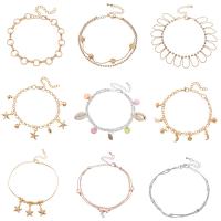 Pulseras para el Tobillo en Aleación de Zinc, chapado, para mujer & con diamantes de imitación, más colores para la opción, longitud:aproximado 8.2-8.9 Inch, Vendido por UD