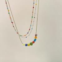 Collier en Murano bijoux, chalumeau, avec laiton, Placage, Style coréen & pour femme, plus de couleurs à choisir Environ 16-18 pouce, Vendu par PC