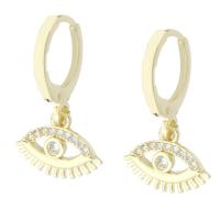 Aro aro gota pendiente, metal, Ojo, chapado en color dorado, micro arcilla de zirconia cúbica & para mujer, 23mm, Vendido por Par