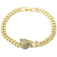 Cubic Zirconia Micro Pave Brass Bracelet, gold color plated, Unisex & micro pave cubic zirconia Approx 7.1 Inch 