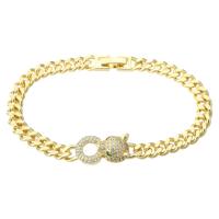 Cubic Zirconia Micro Pave Brass Bracelet, gold color plated, Unisex & micro pave cubic zirconia Approx 7.1 Inch 