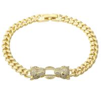 Cubic Zirconia Micro Pave Brass Bracelet, gold color plated, Unisex & micro pave cubic zirconia Approx 7.1 Inch 