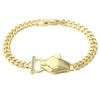 Cubic Zirconia Micro Pave Brass Bracelet, gold color plated, Unisex & micro pave cubic zirconia Approx 7.3 Inch 