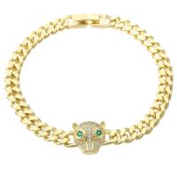 Cubic Zirconia Micro Pave Brass Bracelet, gold color plated, Unisex & micro pave cubic zirconia Approx 7.2 Inch 