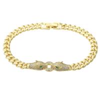 Cubic Zirconia Micro Pave Brass Bracelet, gold color plated, Unisex & micro pave cubic zirconia Approx 7.4 Inch 