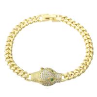 Cubic Zirconia Micro Pave Brass Bracelet, gold color plated, Unisex & micro pave cubic zirconia Approx 7.3 Inch 