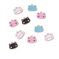 Zinc Alloy Enamel Pendants, Cat, gold color plated, Unisex Approx 