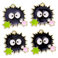 Zinc Alloy Enamel Pendants, gold color plated, Unisex, black Approx 