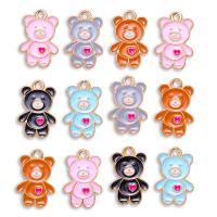 Zinc Alloy Enamel Pendants, Bear, gold color plated, Unisex Approx 