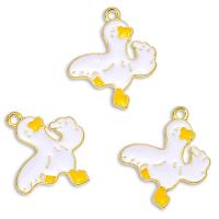 Zinc Alloy Enamel Pendants, Duck, gold color plated, Unisex, white Approx 