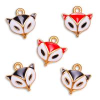 Zinc Alloy Enamel Pendants, Fox, gold color plated, Unisex Approx 