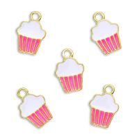 Zinc Alloy Enamel Pendants, Ice Cream, gold color plated, Unisex, pink Approx 