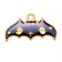 Zinc Alloy Enamel Pendants, Bat, gold color plated, Unisex, black Approx 