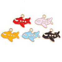 Zinc Alloy Enamel Pendants, Airplane, gold color plated, Unisex Approx 