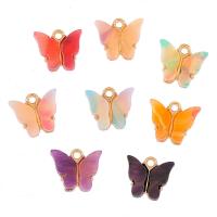 Colgantes de acrílico de la aleación de Zinc , con Acrílico, Mariposa, chapado en color dorado, unisexo, más colores para la opción, 14x12mm, aproximado 100PCs/Bolsa, Vendido por Bolsa