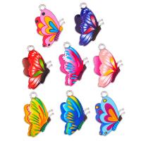 Zinc Alloy Enamel Pendants, Butterfly, silver color plated, Unisex Approx 