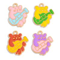 Zinc Alloy Enamel Pendants, Bear, gold color plated, Unisex Approx 