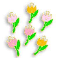 Zinc Alloy Enamel Pendants, Tulip, gold color plated, Unisex Approx 